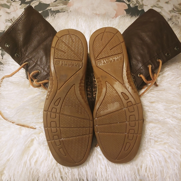 Sperry brown leather lace up tall boot sz 8 - Picture 6 of 16
